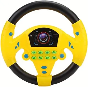 Simulated Driving Controller 21 x 3.5 x 21cm Co-Driver Simulated Steering Wheel Educational Music Toy for Children Kids 4 5 6 Years Old (Yellow)