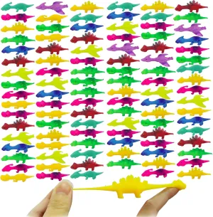 Slingshot Dinosaur Finger Toys Sticky Party Favors Rubber Stretchable Dinosaur Finger Slingshot Flying Dinosaur Toys for Flying Games and Party Favors(100)