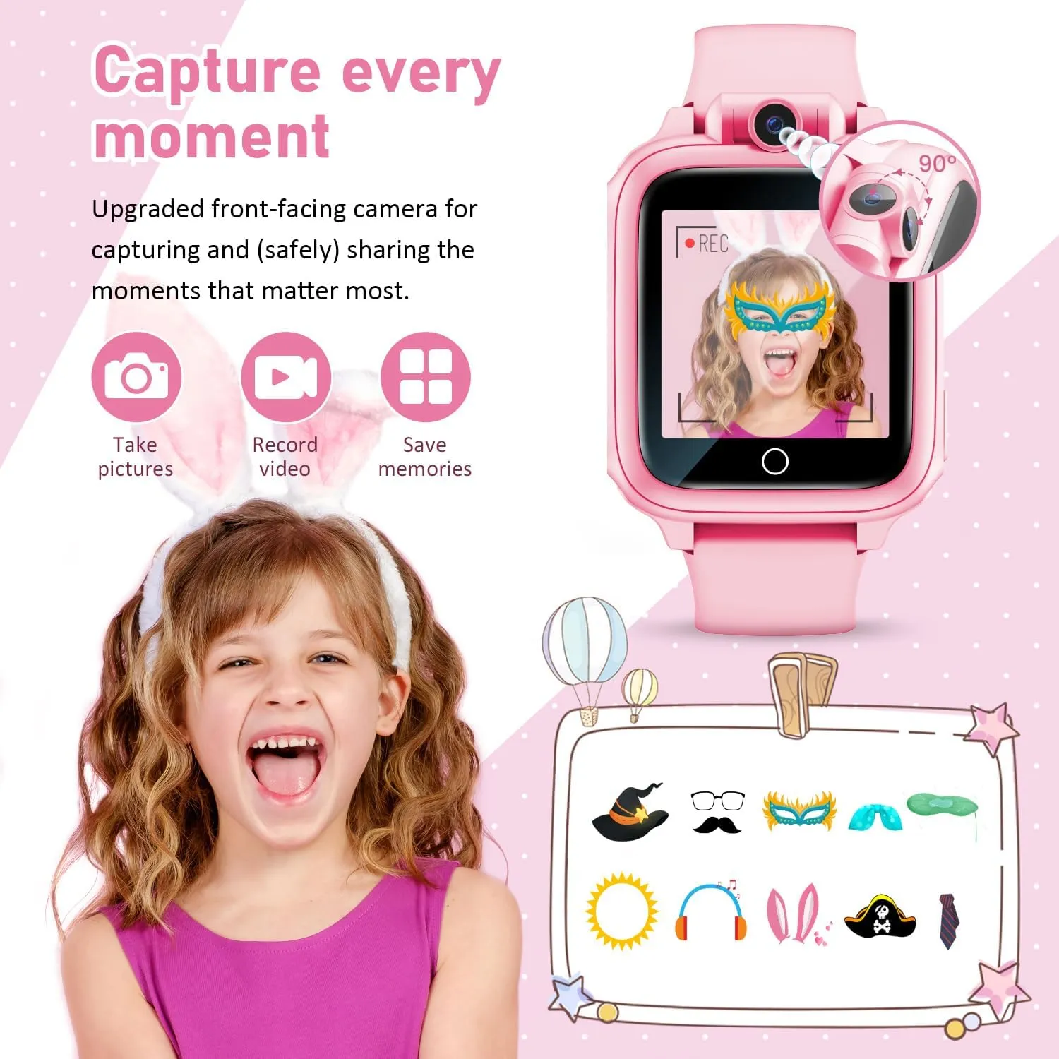 Smart Watch for Kids, Kids Watch Toys with 26 Games Camera Video Recorder Music Alarm Calculator Calendar Flashlight Stopwatch Pedometer, Education Toys for 4-16 Year Olds, Gifts for Boys Girls, Pink