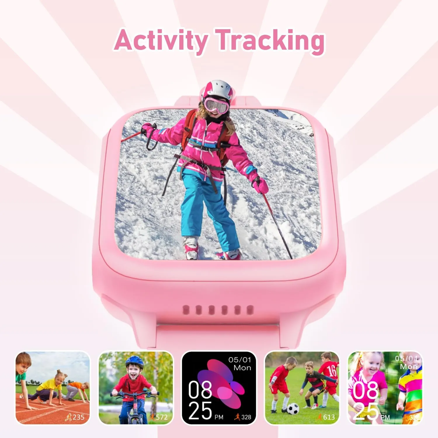 Smart Watch for Kids, Kids Watch Toys with 26 Games Camera Video Recorder Music Alarm Calculator Calendar Flashlight Stopwatch Pedometer, Education Toys for 4-16 Year Olds, Gifts for Boys Girls, Pink