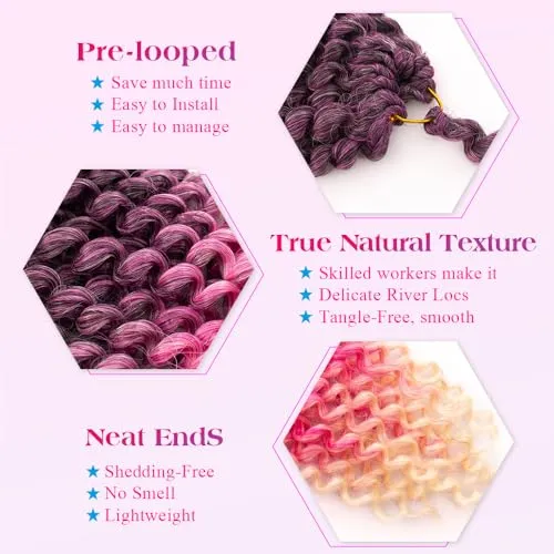Sobeauyt Pre-Looped Passion Twist Hair 18inch Water Wave Crochet Hair For Black Women 8 Packs Spring Twist Crochet Braiding Hair Extensions (MT2/808/613# 0mbre Pink Hair)