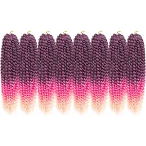 Sobeauyt Pre-Looped Passion Twist Hair 18inch Water Wave Crochet Hair For Black Women 8 Packs Spring Twist Crochet Braiding Hair Extensions (MT2/808/613# 0mbre Pink Hair)