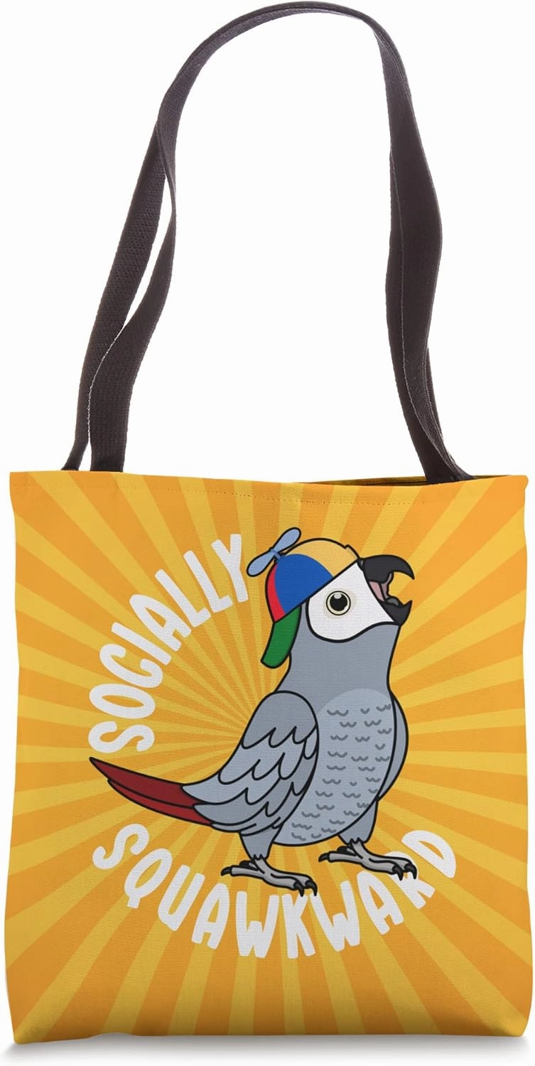 Socially Squawkward Parrot I African Grey Tote Bag