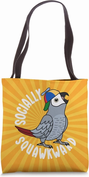 Socially Squawkward Parrot I African Grey Tote Bag