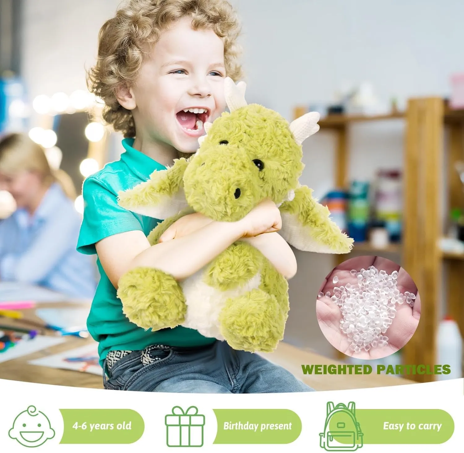 Soft Flying Dragon Plush,Cute Dinosaur Stuffed Animals Pillow,Kawai iFire Dragon Animal Plushies Toy,Great Birthday Gifts for Adults and Kids,11.86",Green