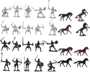 Sosoport 56Pcs Medieval Knight Mini Figures Creative Model for Includes Soldiers Horses Safe Decor for Rooms