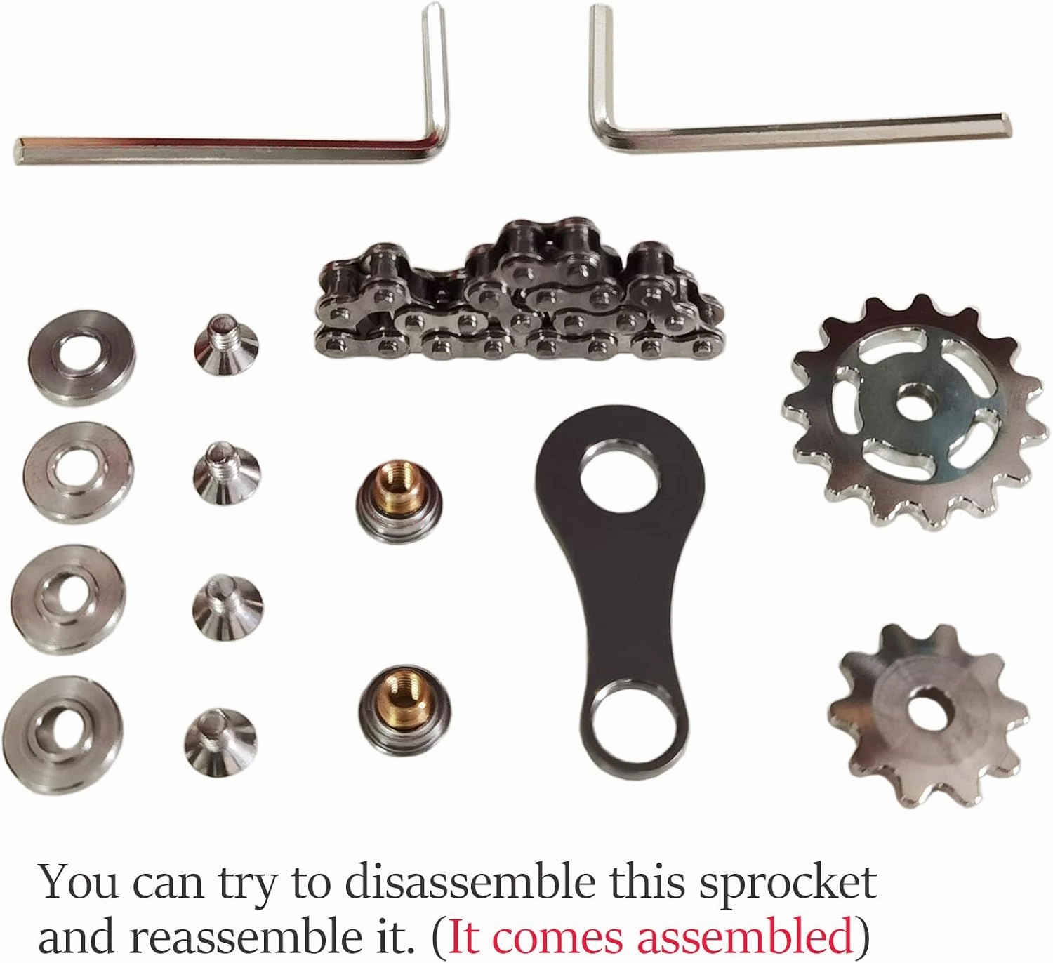Sprocket Fidgets Chain Stainless Steel Fidget Cube Gears Linkage Bike Chain Novelty Fidget Block Kinetic Desk Toy Metal EDC Focus Meditation Break Bad Habits ADHD (Rainbow)