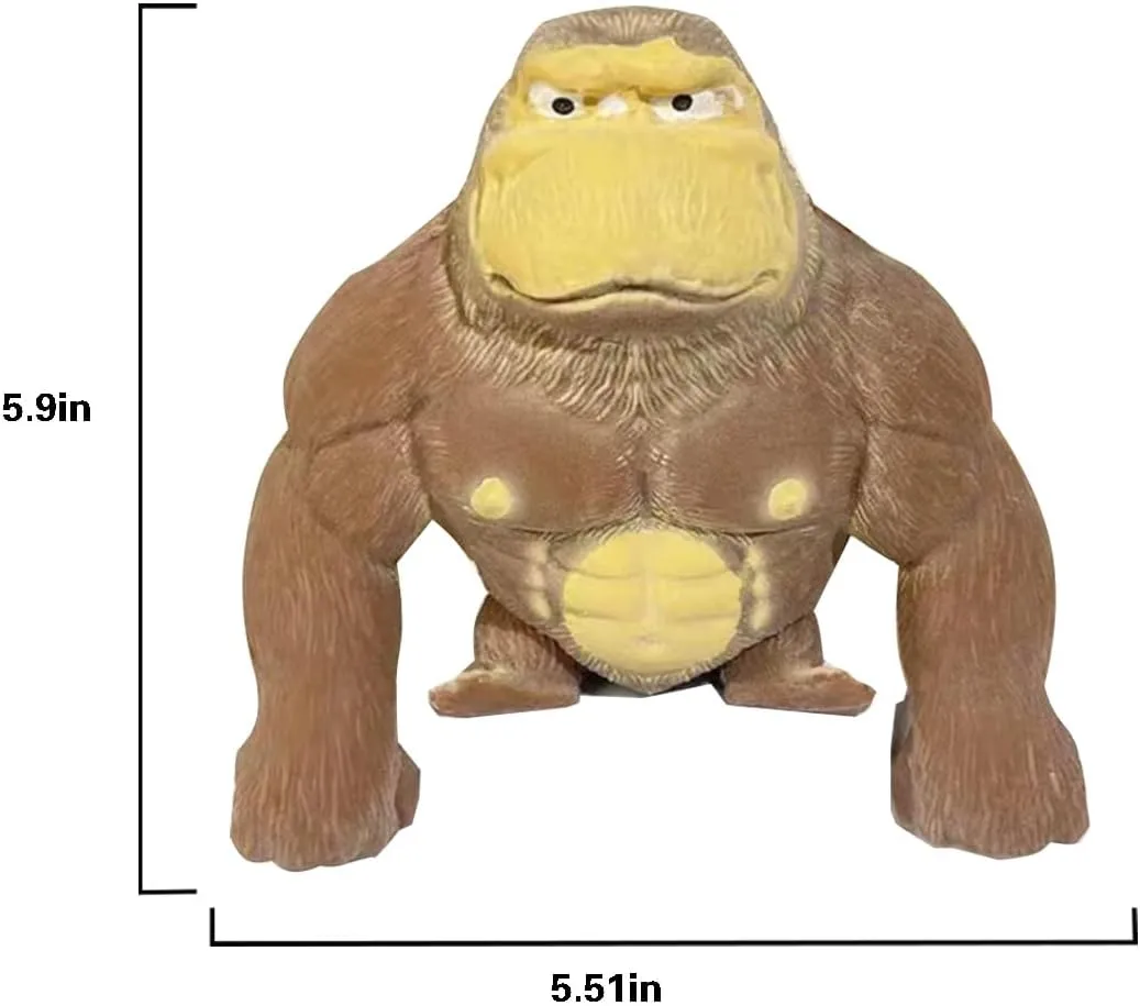 Squishy Monkey Toy - Brown Stretch Gorilla, Stretch Monkey Stress Relief Toy, Novelty TikTok Gorilla Squeeze Toys, Funny Splat Monkey Sensory Stress Toy for Anxiety Women Men Kids (Small)