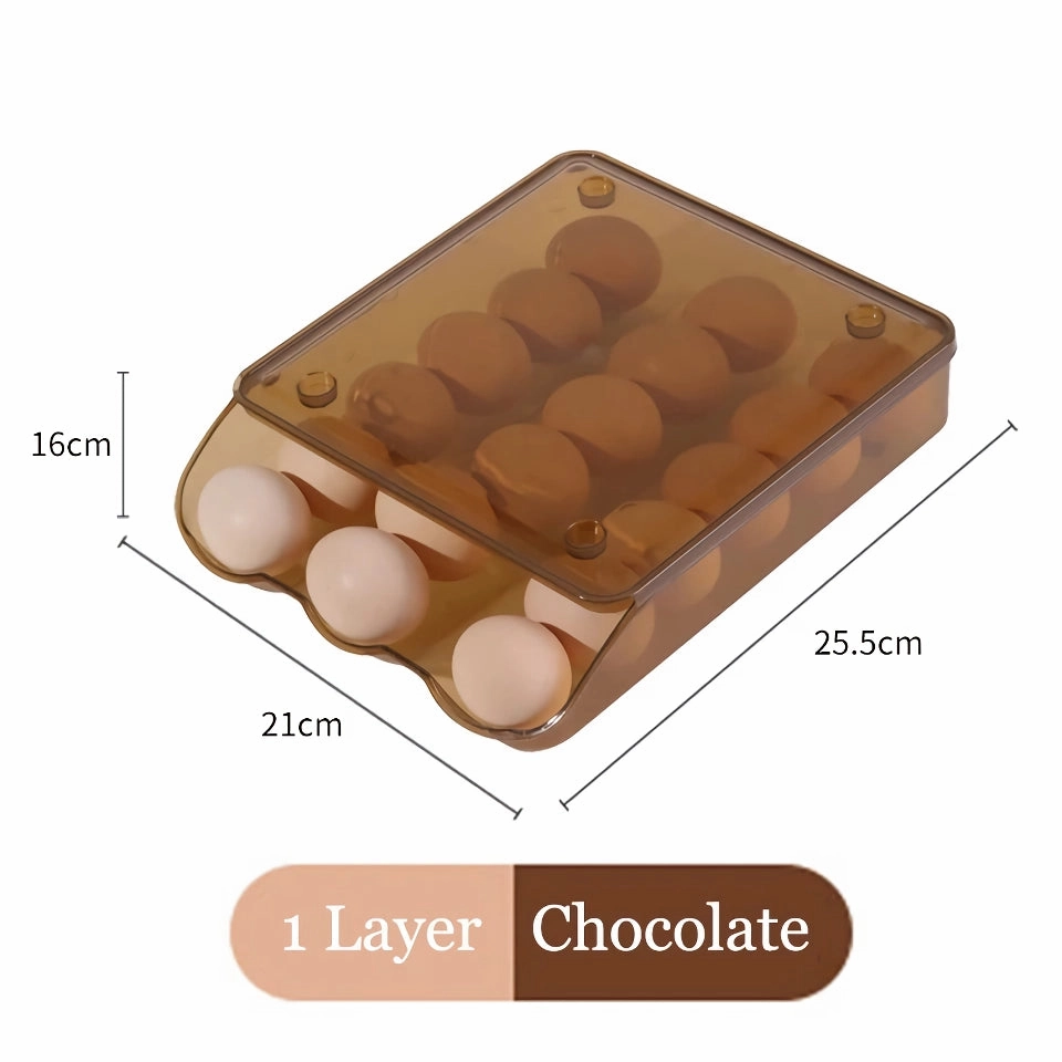 Stackable Self-Rolling Egg Storage Box - 1/2/3 Layer Organizer