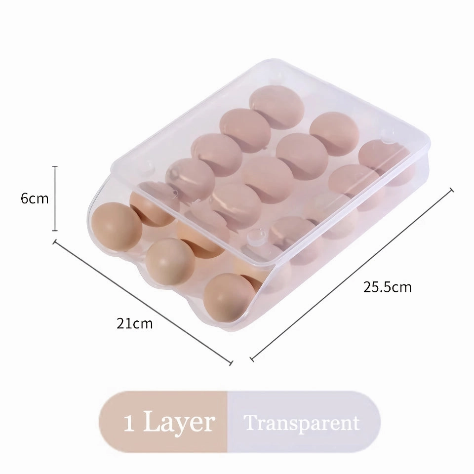 Stackable Self-Rolling Egg Storage Box - 1/2/3 Layer Organizer