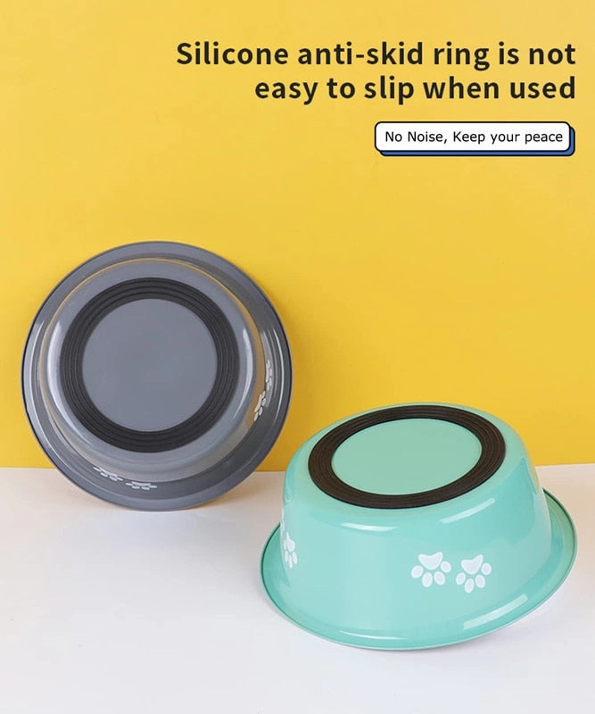 Stainless Steel Cute Paws Dog Bowl