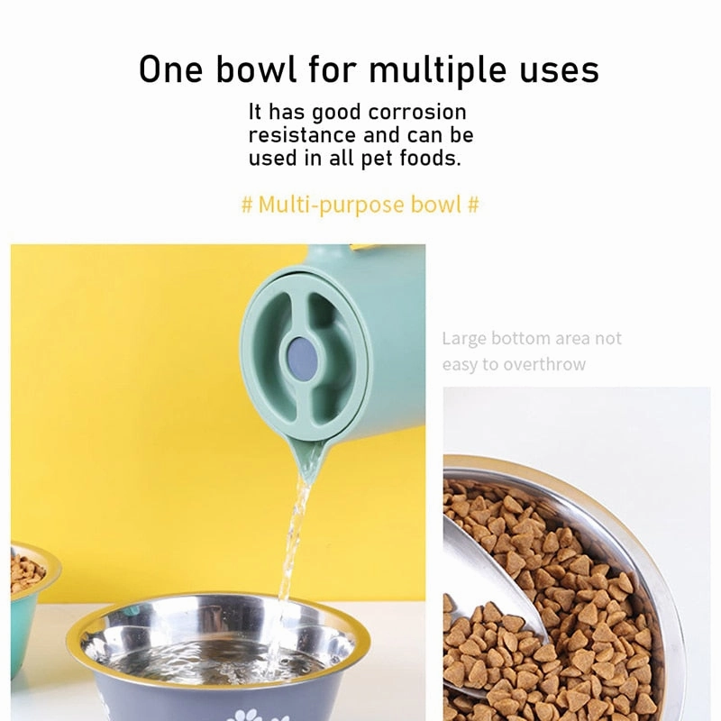 Stainless Steel Cute Paws Dog Bowl