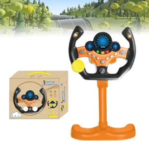 Steering Wheel Driving Toy, Simulated Steering Wheel for Kids, Electric Car Steering Wheel Toys, Simulation Copilots Simulated Toy, Educational Children Life Skills Training Gift (Orange)