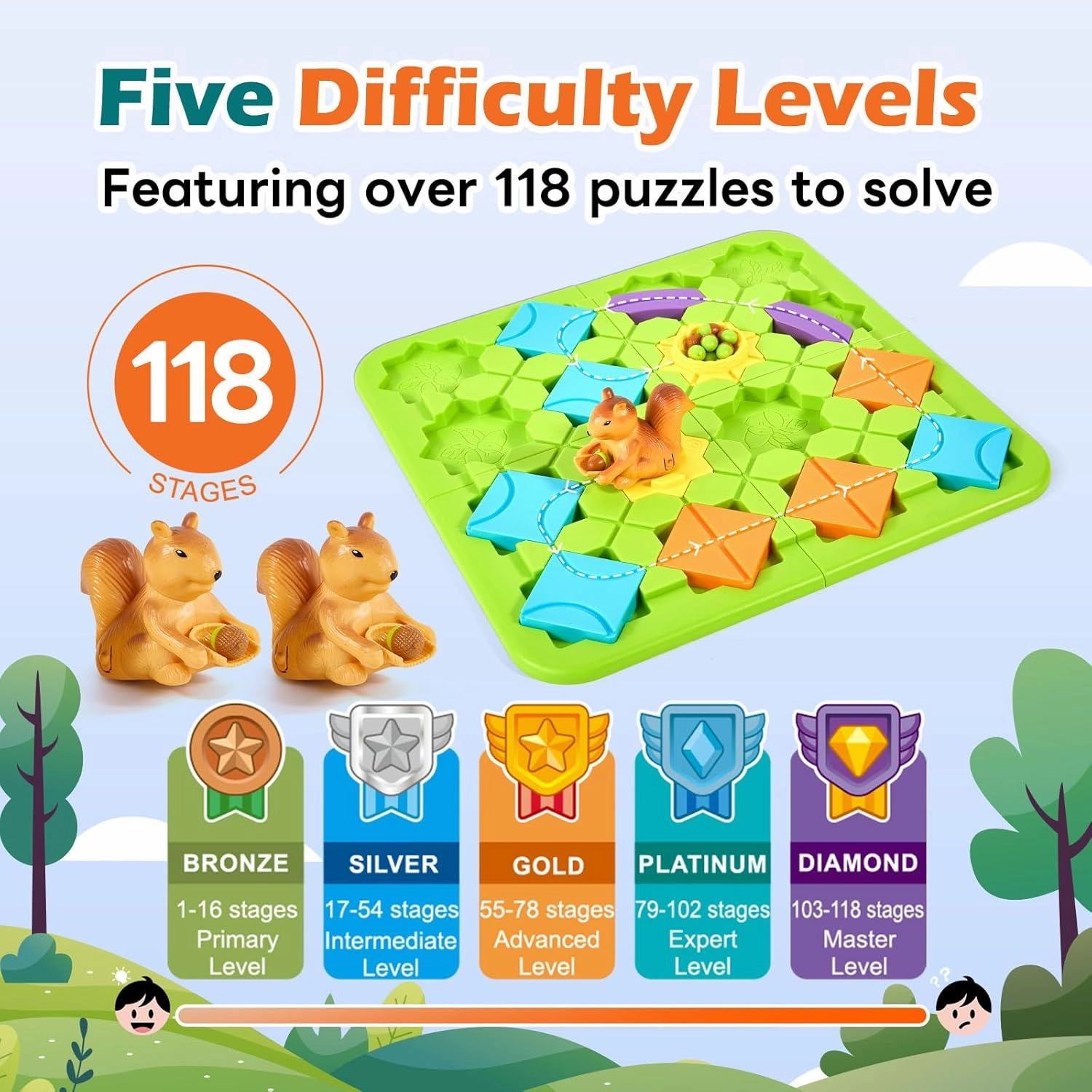 STEM Board Games Kids Brain Teasers Toys,Road Builder Logic Puzzle Games,Montessori Educational Learning Toys Birthday Gifts for Age 4-8 Year Old