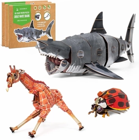 STEM Toy for Kids Early Development and Baby Learning Science Kits Ideal for Birthday Christmas Party(White Shark&Giraffe&Asian Ladybug)