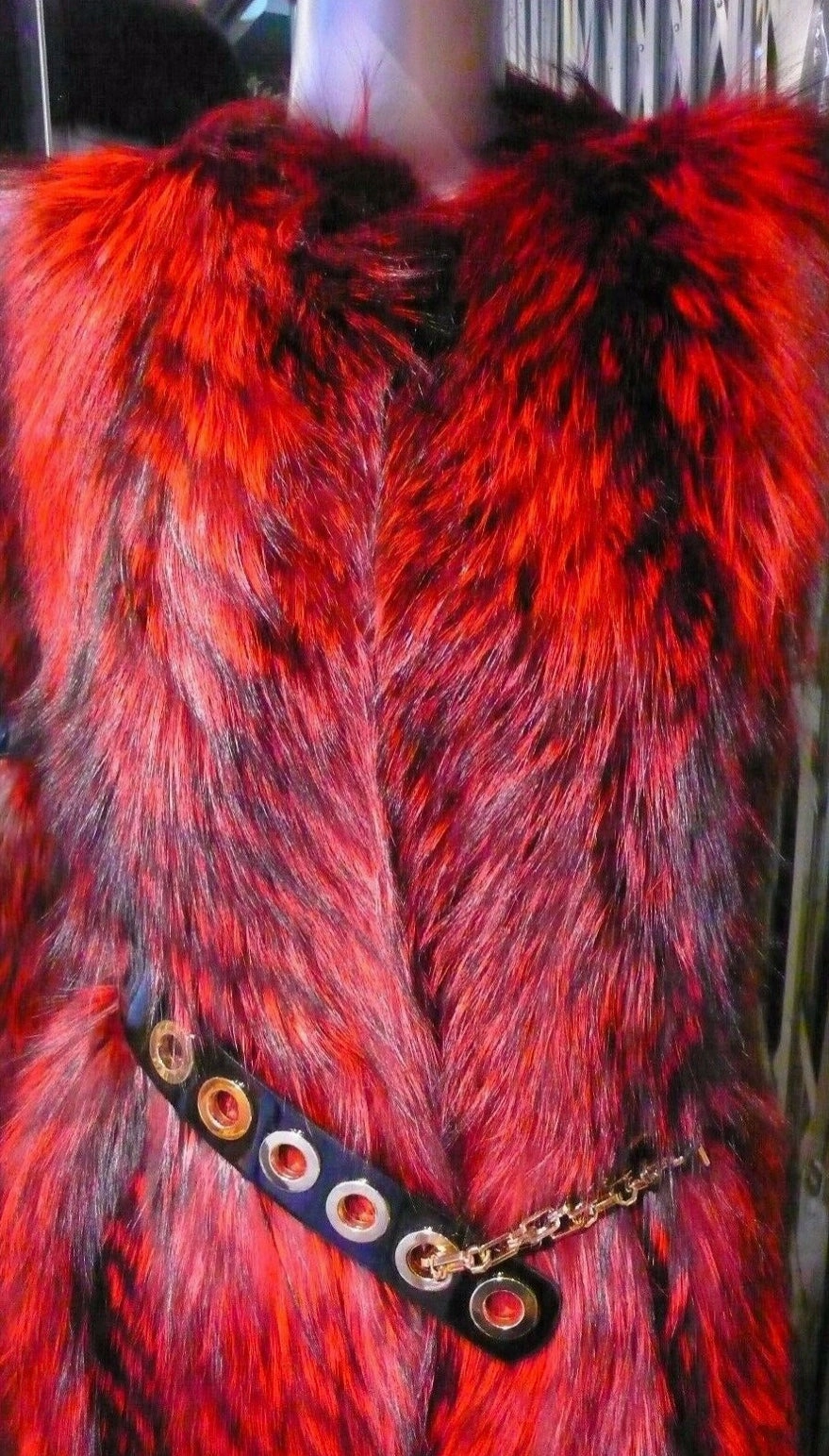 Stunning Dyed Red Fox Fur Long Vest Very Stylish and Modern
