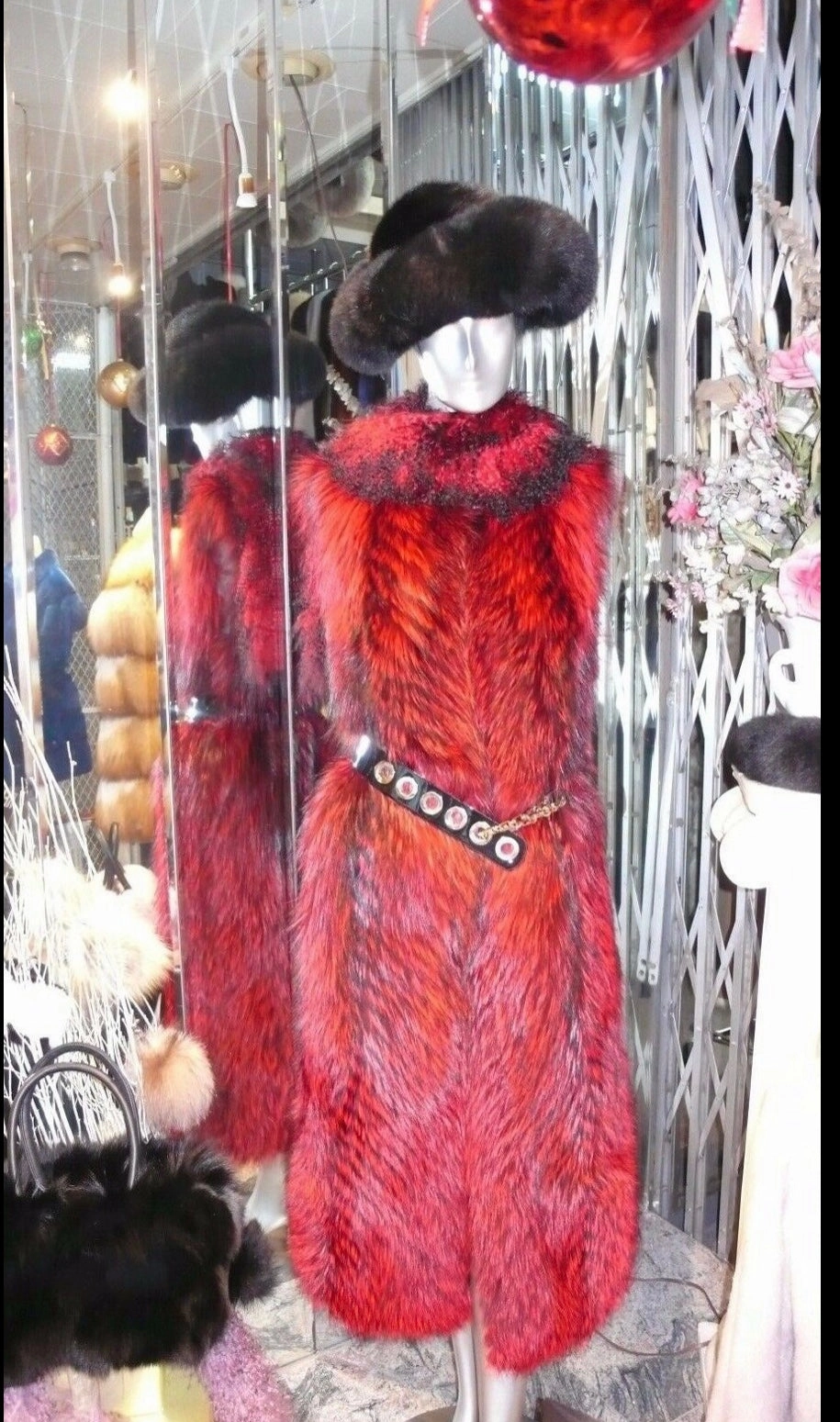 Stunning Dyed Red Fox Fur Long Vest Very Stylish and Modern
