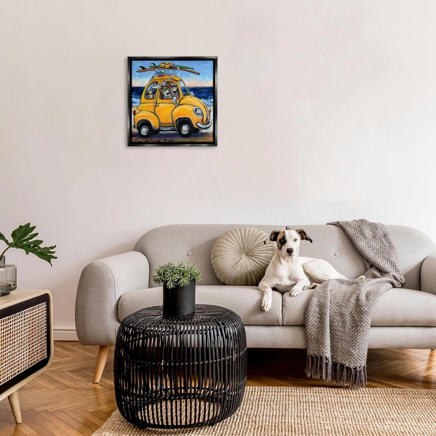 Stupell Industries Groovy Pet Beach Buggy Framed Floater Canvas Wall Art by CR Townsend