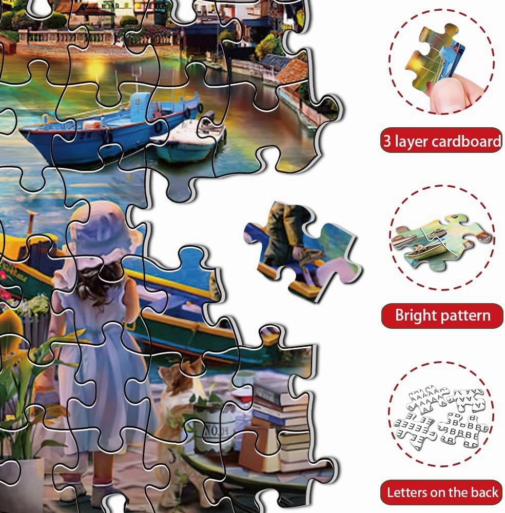 Summer Lake Jigsaw Puzzles for Adults 1000 Pieces, Sunset Landscapes Puzzles for Kids Teens Family Puzzle Toys Educational Intellectual Decompressing Challenging Fun Game Size 27" x 20"