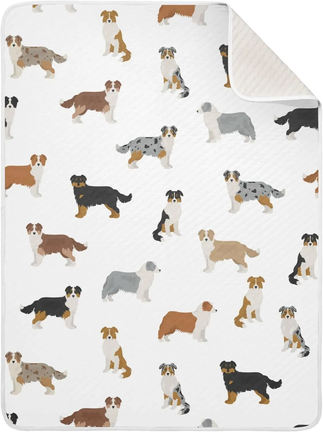 Swaddle Blanket Australian Shepherd Dog Cotton Blanket for Infants, Receiving Blanket, Lightweight Soft Swaddling Blanket for Crib, Stroller, Nursery Blankets, 30x40 in