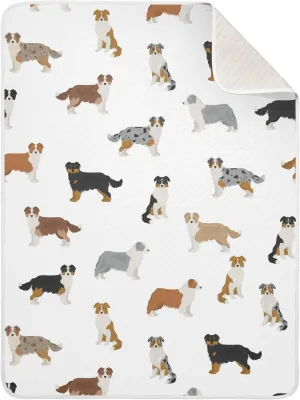 Swaddle Blanket Australian Shepherd Dog Cotton Blanket for Infants, Receiving Blanket, Lightweight Soft Swaddling Blanket for Crib, Stroller, Nursery Blankets, 30x40 in