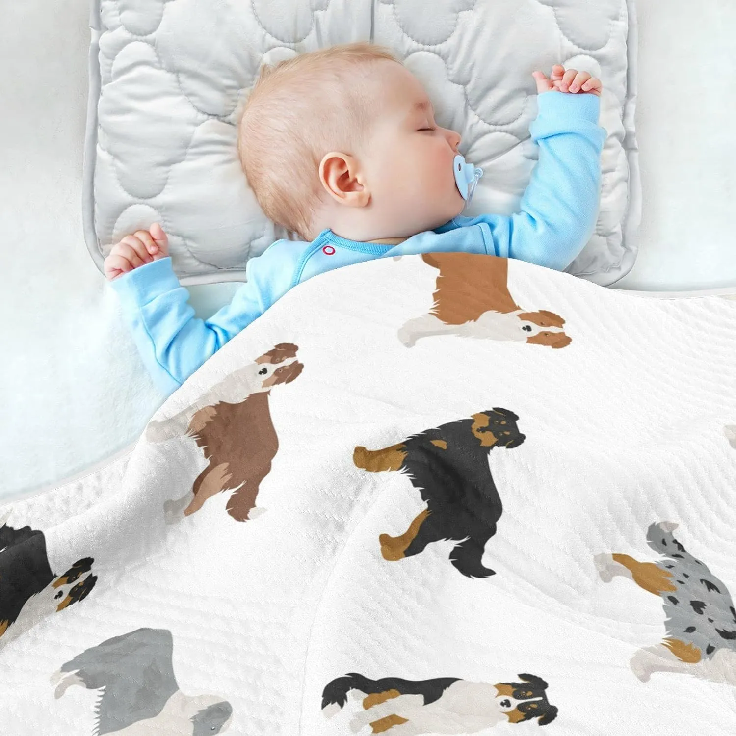 Swaddle Blanket Australian Shepherd Dog Cotton Blanket for Infants, Receiving Blanket, Lightweight Soft Swaddling Blanket for Crib, Stroller, Nursery Blankets, 30x40 in