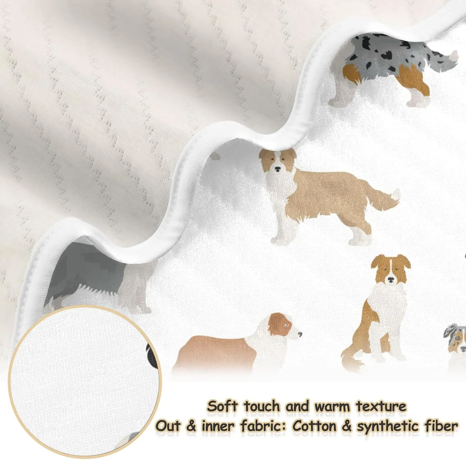 Swaddle Blanket Australian Shepherd Dog Cotton Blanket for Infants, Receiving Blanket, Lightweight Soft Swaddling Blanket for Crib, Stroller, Nursery Blankets, 30x40 in