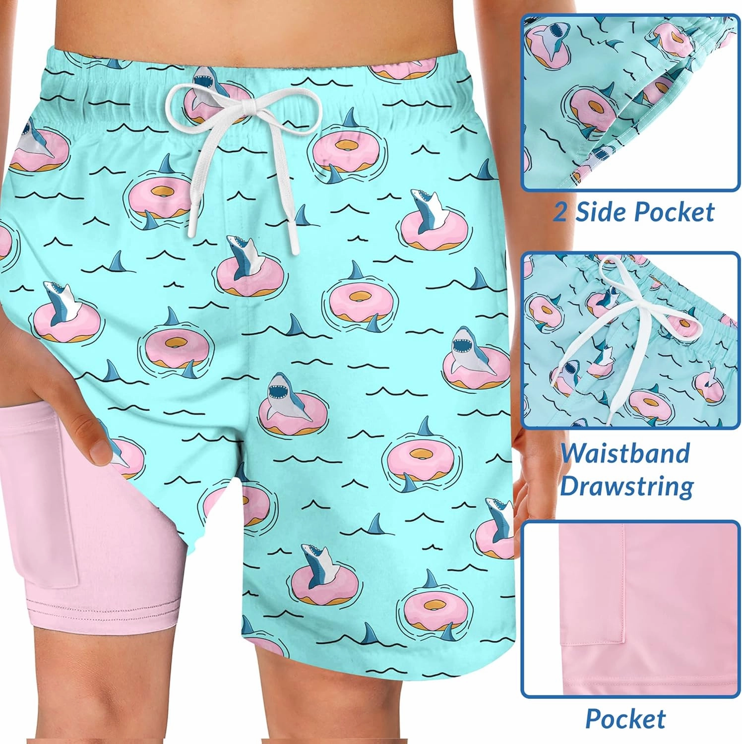 swimsobo Boys Swim Trunks for 5-16 Years Compression Liner Swimsuit Shorts Swimwear Boxer Bathing Suit