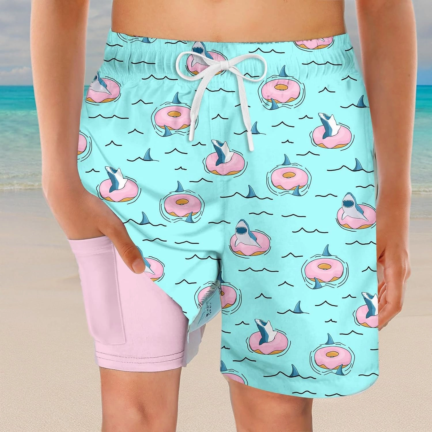 swimsobo Boys Swim Trunks for 5-16 Years Compression Liner Swimsuit Shorts Swimwear Boxer Bathing Suit