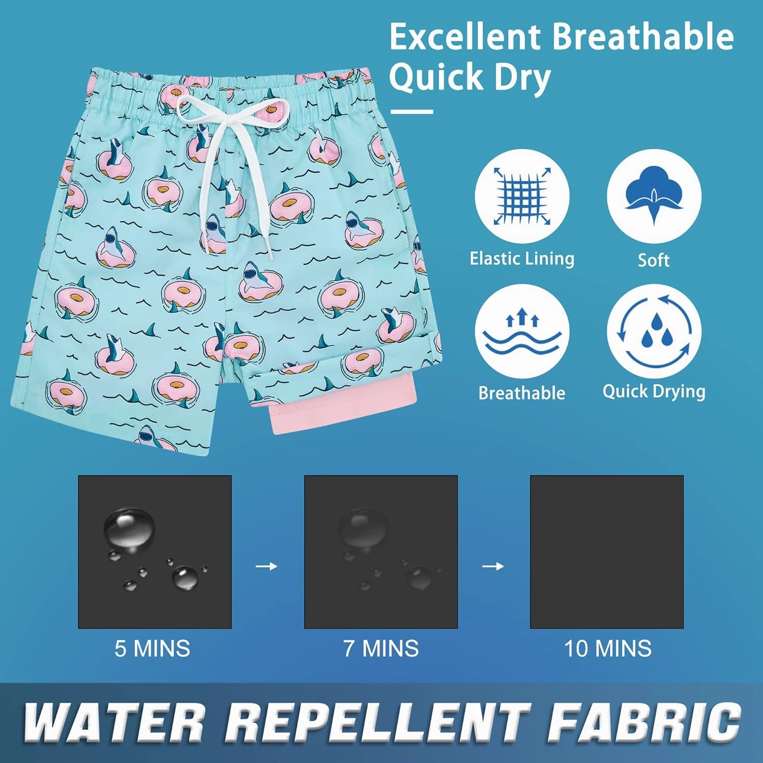 swimsobo Boys Swim Trunks for 5-16 Years Compression Liner Swimsuit Shorts Swimwear Boxer Bathing Suit