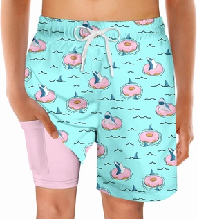 swimsobo Boys Swim Trunks for 5-16 Years Compression Liner Swimsuit Shorts Swimwear Boxer Bathing Suit