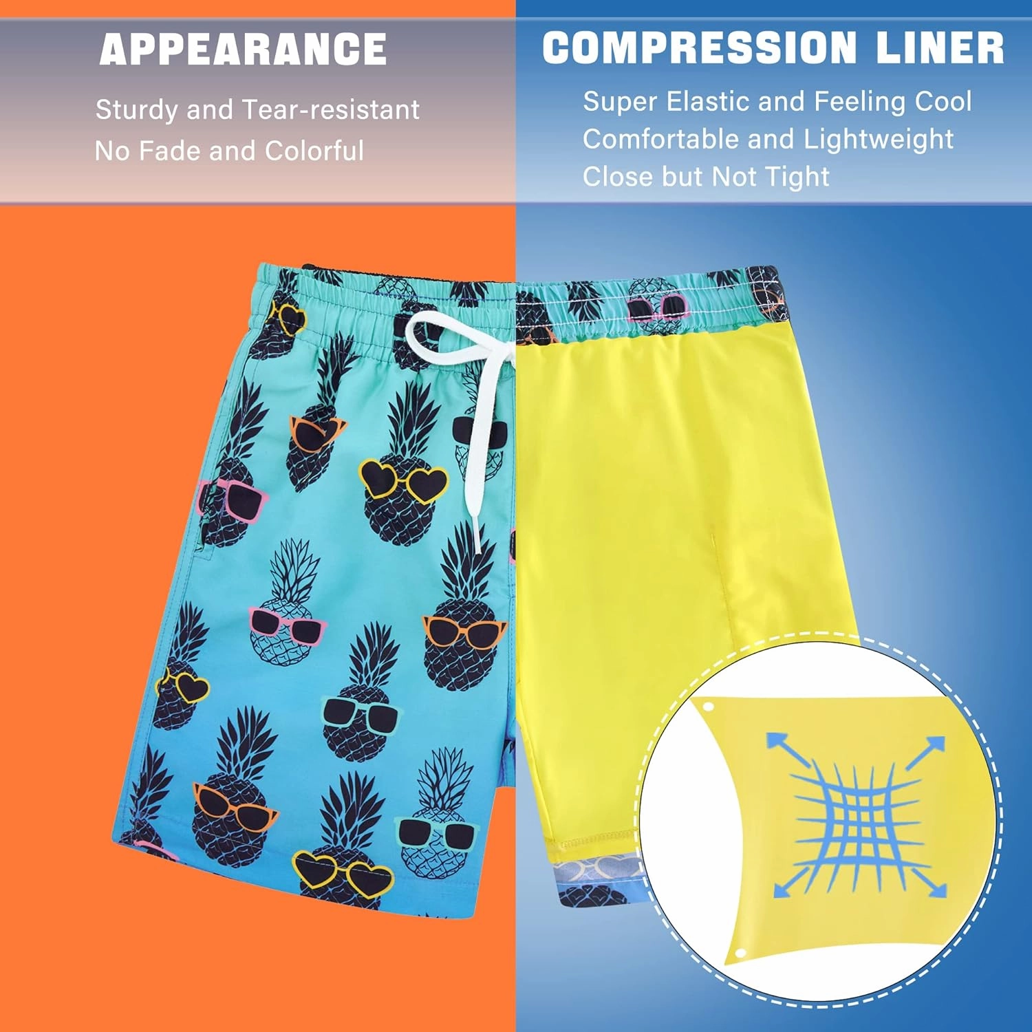 swimsobo Boys Swim Trunks for 5-16 Years Compression Liner Swimsuit Shorts Swimwear Boxer Bathing Suit