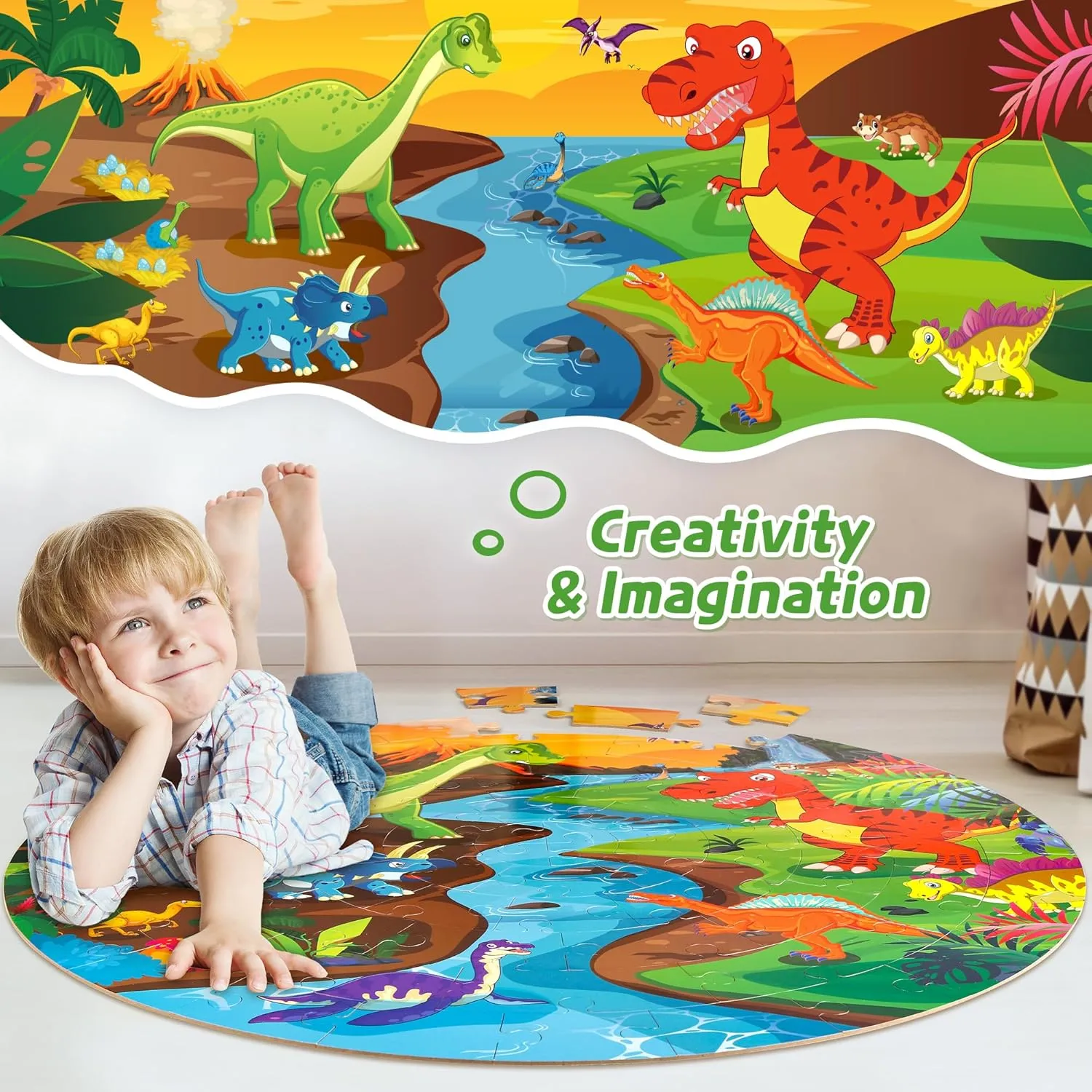 SYNARRY Floor Puzzles for Kids Ages 4-6, Large 70 Piece Dinosaur Puzzles for Toddlers Ages 2-4, Dinosaur Puzzles for Kids 4-8, Preschool Toys Gifts for 3 4 5 6 7 8 Years Old Toddlers Boys Girls Child