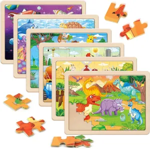 SYNARRY Wooden Puzzles for Kids Ages 4-6, 6 Packs 60 PCs Jigsaw Puzzles Preschool Educational Toys Gifts for Children Ages 4-8, Kids Puzzle for 4  Year Olds Boys Girls