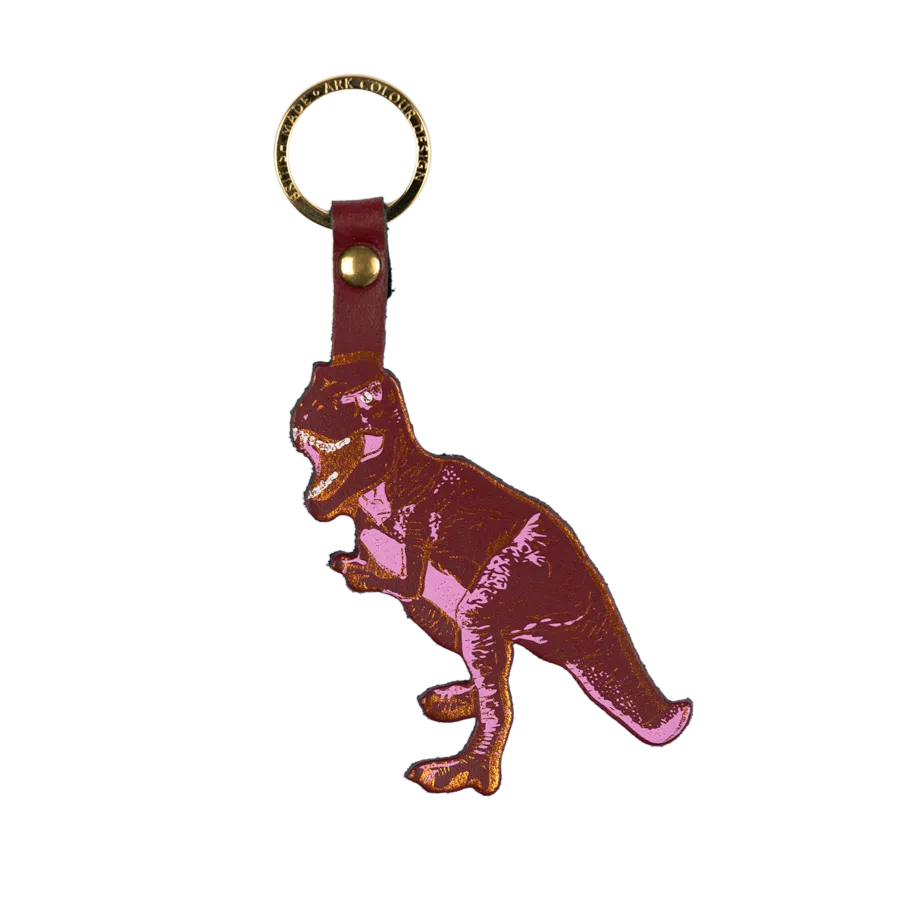 T-Rex Key Fob: Burgundy and Pink