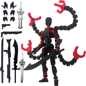 T13 Action Figure Already Assembled Accessories, T13 Multi-Jointed Movable,for Collectors Desktop Decorations t-13 Movability 3D Printed Toys (Black Red, 7.2inch)