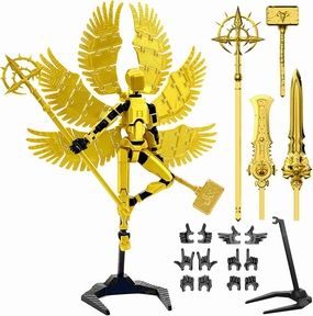 T13 Action Figure Already Assembled, Devil Wings Titan 13 Action Figure 3D Printed T13 Action Figures Set, T 13 Dummy Robo 13, Lucky 13, Dummy Gift for Collectors Desktop Decorations (Golden Angel)