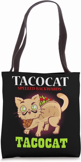 Tacocat Spelled Backwards Mexican Food Love Taco And Cat Tote Bag