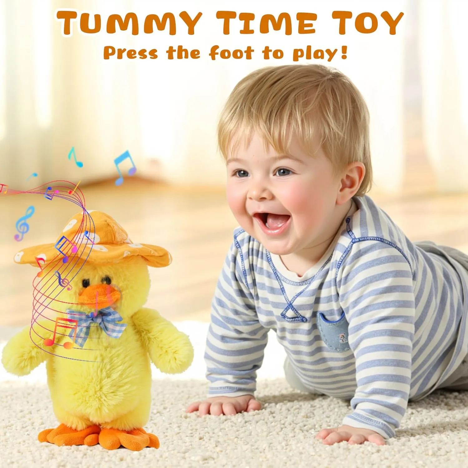 Talking Singing Duck Toys Repeats What You Say Walking Duckling Electric Interactive Animated Toy Mimicking Recording Plush Gifts for Baby,Yellow,8''