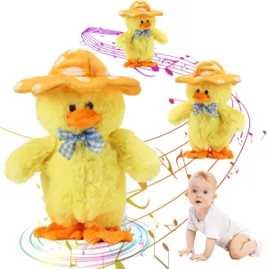 Talking Singing Duck Toys Repeats What You Say Walking Duckling Electric Interactive Animated Toy Mimicking Recording Plush Gifts for Baby,Yellow,8''