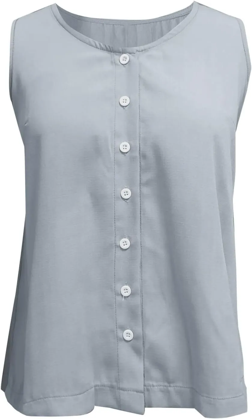 Tank Tops for Women 2025 Summer Crew Neck Women's Tank Tops Button Down Sleeveless Casual Vest Trendy Shirts 2025