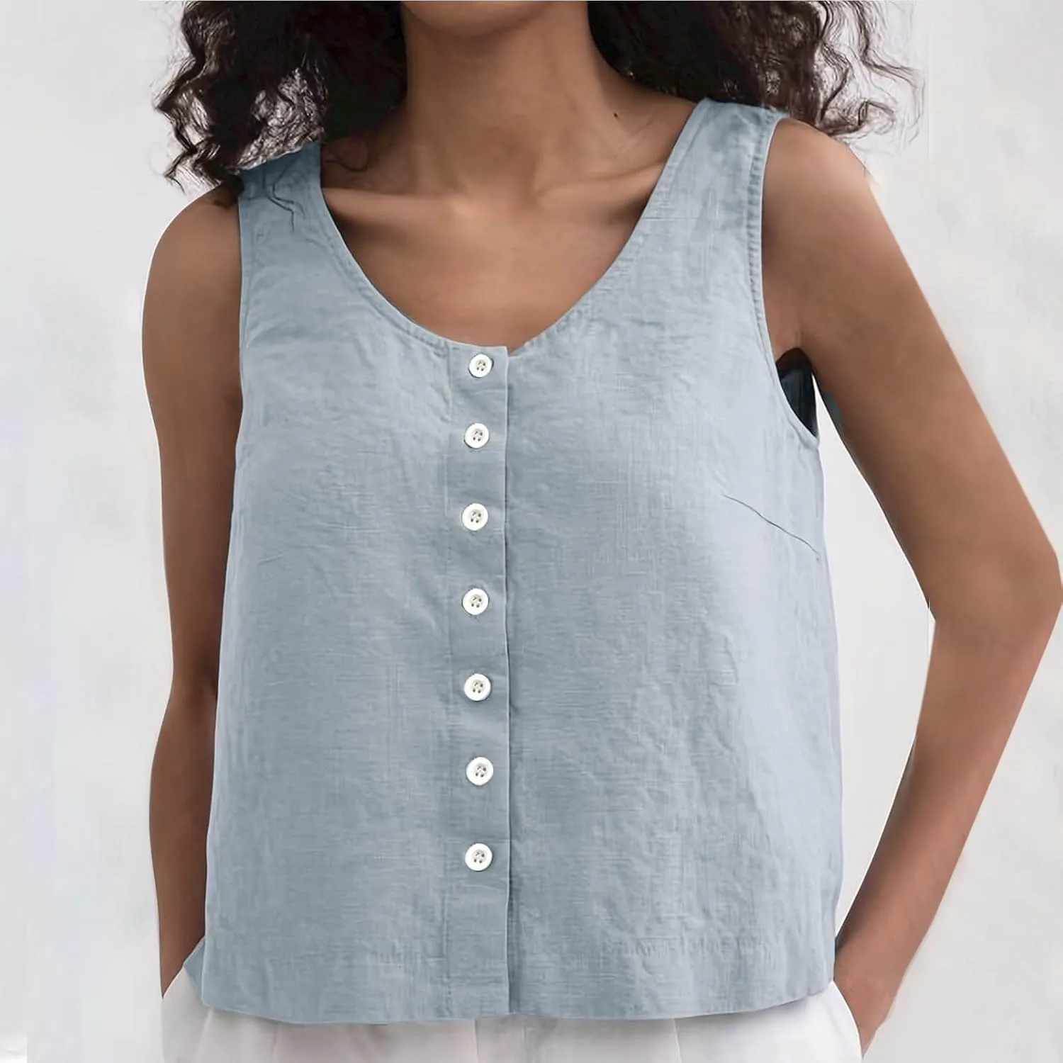 Tank Tops for Women 2025 Summer Crew Neck Women's Tank Tops Button Down Sleeveless Casual Vest Trendy Shirts 2025