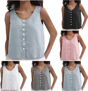 Tank Tops for Women 2025 Summer Crew Neck Women's Tank Tops Button Down Sleeveless Casual Vest Trendy Shirts 2025
