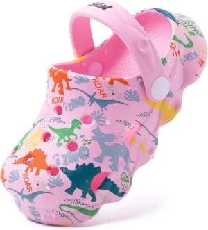 techcity Kids Dinosaur Garden Shoes Cute Cartoon Sandals Clogs Toddler Beach Pool Water Shoes Summer Slides for Boys Girls
