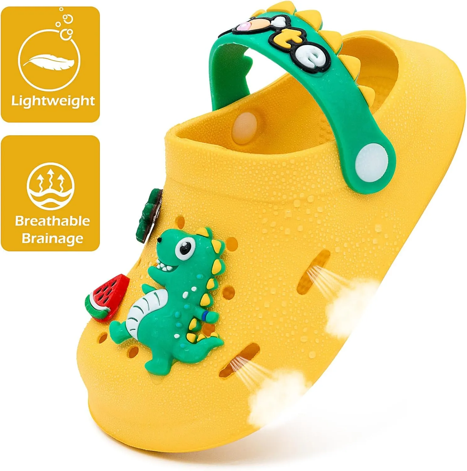 techcity Kids Dinosaur Garden Shoes Cute Cartoon Sandals Clogs Toddler Beach Pool Water Shoes Summer Slides for Boys Girls