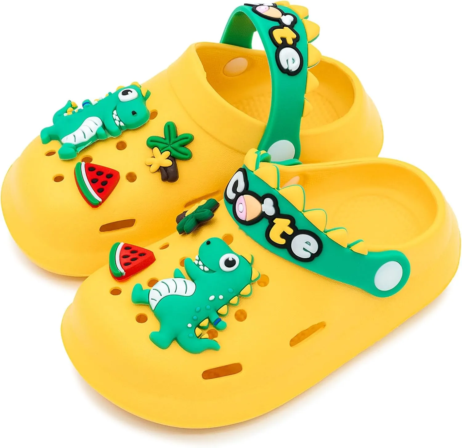 techcity Kids Dinosaur Garden Shoes Cute Cartoon Sandals Clogs Toddler Beach Pool Water Shoes Summer Slides for Boys Girls