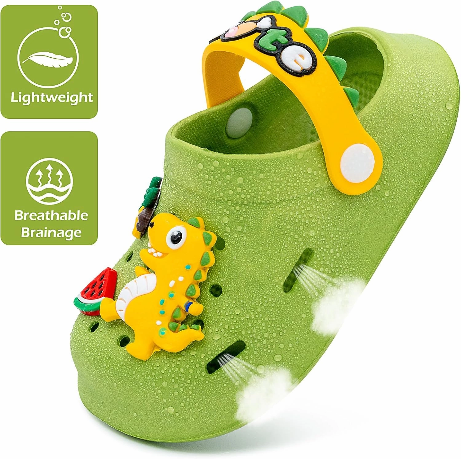 techcity Kids Dinosaur Garden Shoes Cute Cartoon Sandals Clogs Toddler Beach Pool Water Shoes Summer Slides for Boys Girls