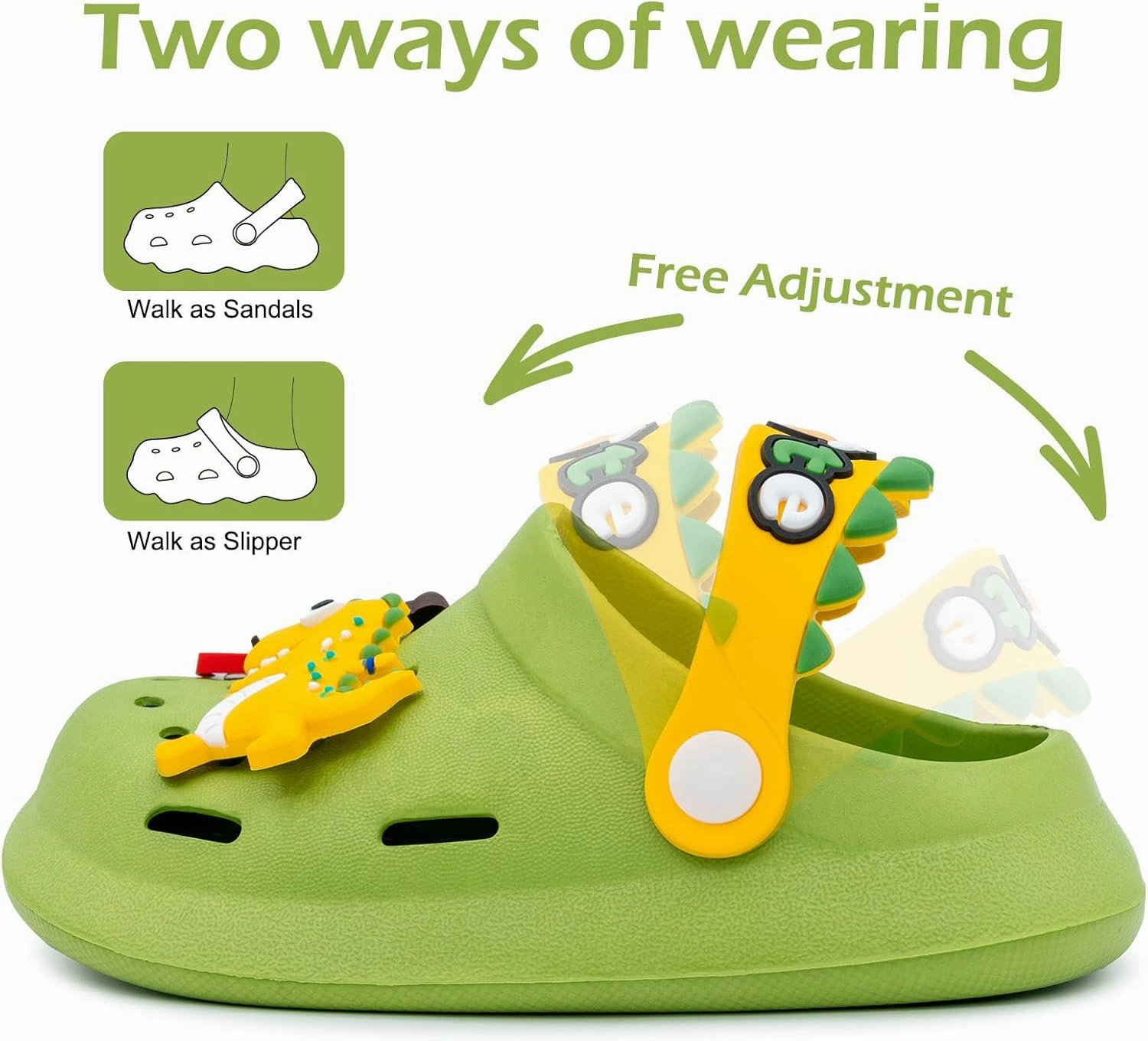 techcity Kids Dinosaur Garden Shoes Cute Cartoon Sandals Clogs Toddler Beach Pool Water Shoes Summer Slides for Boys Girls