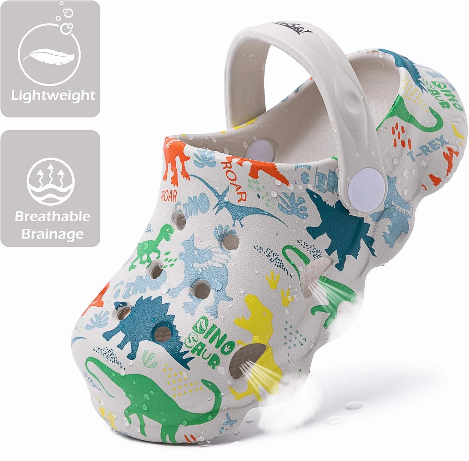techcity Kids Dinosaur Garden Shoes Cute Cartoon Sandals Clogs Toddler Beach Pool Water Shoes Summer Slides for Boys Girls