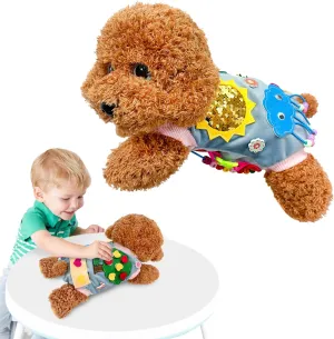 Teddy Dog Stuffed Animal for Learning Activity Travel Toy, Children Plush Educational Toys, Develop Motor Skills and Learn Shapes and Colors